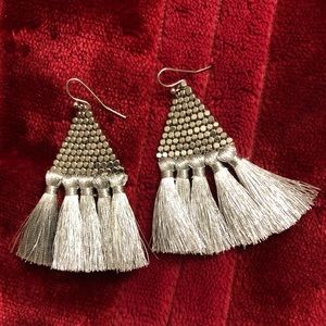 Silver tassel earrings